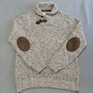 Joseph Abboud Sweater Mens XL Gray Wool Elbow Patch Italy Limited Edition Toggle